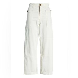 Frame Pants Womens 28 Oversized Pocket Utility In Blanc Cream Baggy Cropped